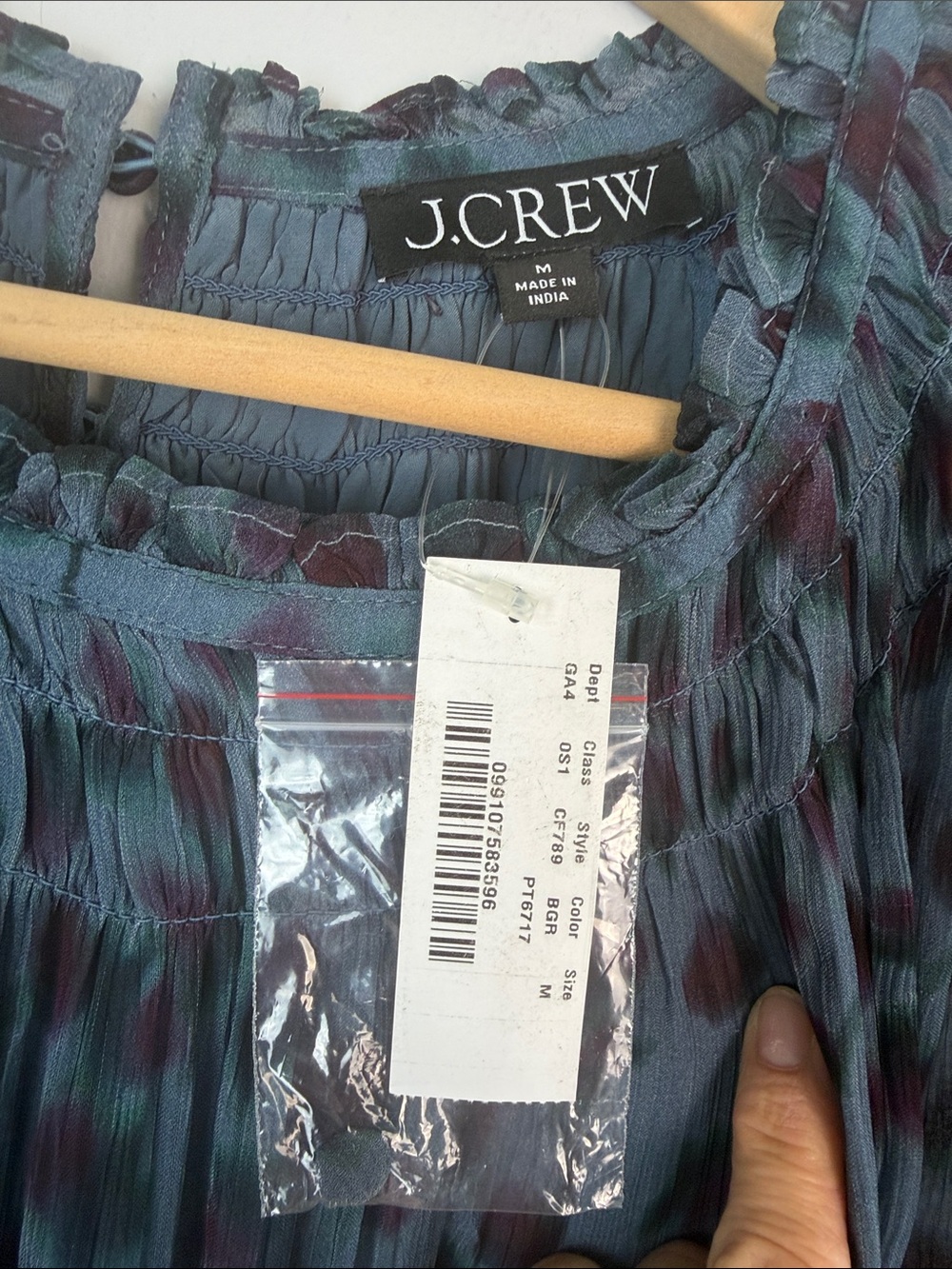 NEW J.Crew Crinkle Chiffon Sheer Long Sleeve Maxi Dress in Cherry Print Medium - Picture 15 of 16